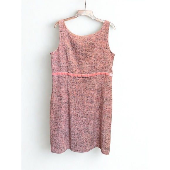 GAP Tweed Peach‎ Velvet Bow Waist Dress Elle Woods Legally Blonde Y2K Style 16 - Picture 1 of 5